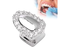 JONLAKI Single Tooth for Men Women, Plating Hip Hop Silver Gold Grills for Your Teeth, Bling Teeth Jewelry and Accessories for Halloween Party Show Rapper (Silver)