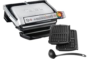 TEFAL GC716D Optigrill+ Grill Elektryczny, wymienne płyty do gofrów, 6 automatycznych programów gotowania, Automatic Sensor Cooking, mycie w zmywarce, porcje od 2 do 4 osób, Czarny/Srebrny