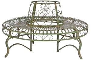 PALAZZO INT Palazzo Aja227 Round Bench Country House Style Tree Metal Bench Antique Style