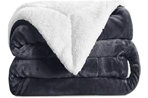 Aspire Homeware Sherpa Fleece Blanket Throws for Sofas Large - Soft Fluffy Thick Grey Throw Blanket for Bed King Size Reversible Microfiber Sofa Throw (200 x 240 cm)