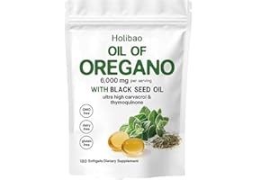 HOLIBAO Oil of Oregano Softgels,Huile de graines d'origan,huile d'origan 6000 mg d'huile de graines noires, Oregano Oil Capsules d'origan bio végétaliennes,riche en nutriments expérience de bien-être amélioré