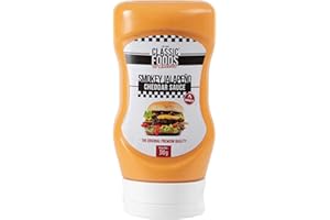 Classic Foods of America Sauce Cheddar Jalapeño Fumée 310g – Saveur Épicée et Fumée pour Burgers, Hot Dogs, Nachos – Sauce Nappante à Utiliser Chaud ou Froid