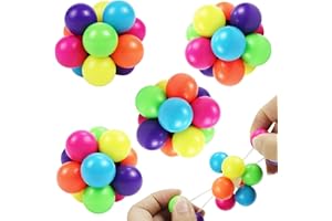 GYTERA 4 Pcs Stress Balls for Kids and Adults, Fidget Toy for Anxiety and Autism, Colorful Fun Sensory Balls, Party Bag Fillers for Kids, Stress Toy Made Up of a Selection of Squeeze Balls (Color Random)