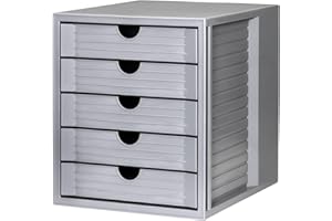 HAN Pudełko z szufladami SYSTEMBOX KARMA min. 80% tworzywo sztuczne z recyklingu z 5 zamkniętymi szufladami, biurko lub w szafie, w zestawie blokada wysuwu + klips do opisania, gumowe nóżki, 14508-18,
