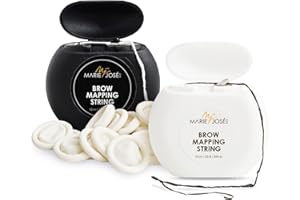 ‎MARIE-JOSÉ & CO Brow Mapping String Set - 2 X 10M Schwarz & Weiß - 10 Latex-Fingerschutzkappen - Augenbrauen Mapping String für PMU, Microblading, Augenbrauenfarbe & Henna Brows