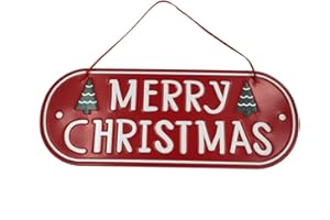 Bkrdty Cartel Colgante de Navidad Hierro Feliz Navidad Tablero Merry Christmas Letrero de Puerta para Decoración de Fiesta de Navidad 30 * 24cm