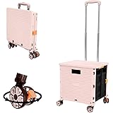 Carrello Della Spesa Pieghevole, Carrello Multiuso Portatile Multifunzionale di Grande Capacità da 54L/45KG con Manico Telesc