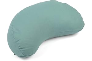 ‎BODHI Bodhi Meditationskissen Halbmond Mini | Yogi MOND ECO | 100% Bio-Baumwollbezug | Yogakissen halbmondförmig mit Buchweizenfüllung | Halbmondkissen für Yoga & Meditation | Mineral Blue