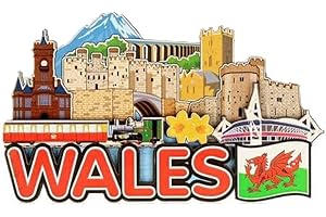 ELGATE Wales Skyline Fridge Magnet Welsh Red Dragon Collage Castle Snowdon Daffodils