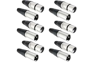 Greluma 12 Piezas Conectores XLR de 3 pines,conectores XLR macho/hembra,enchufe de cable de micrófono,toma de audio de micrófono