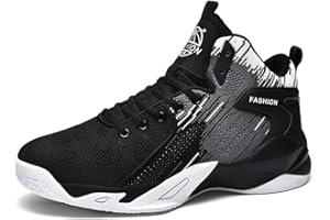 HYDLONGR Men's Breathable Knit Fabric Comfortable High-Top Trainers Shoes Shoes Basketball Shoes Casual Sneakers