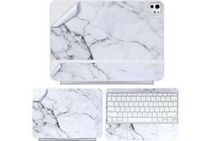 IMMOENUC 3-in-1 Tablets Skin Sticker Colorful Decals for 2024 iPad Pro M4 Magic Keyboard 13 inch Full Body Protective case Vinyl Durable Materials wrap Cover Self-Adhesive,Pre-Cut（Marble White）