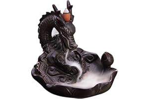 XUDREZ Porta incenso del drago, porta incenso in ceramica con coni di incenso a riflusso da 20 pezzi, riflusso di incenso con incensiere a riflusso