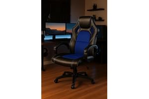 Regalos Miguel - Silla Gaming Pro Azul y Negra - Máxima Ergonomía - Ideal para sesiones de Gaming