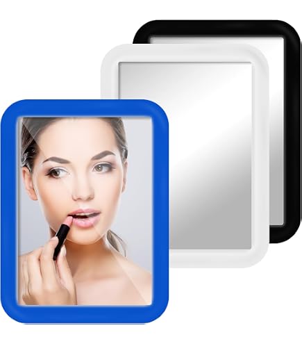 3 Miroirs Magnétiques Voyage 12.7x18.7cm - Noir, Blanc, Bleu | Pour Casier, Frigo, Bureau