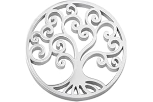 Quiges Stainless Steel Large 33mm Coin Tree of Life for Interchangeable Pendant Necklace