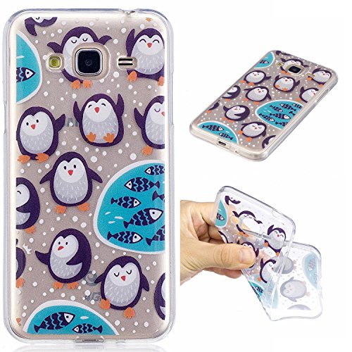 Samsung Galaxy J3 ( J3 2016 ) Case, Samsung Galaxy J3 ( J3 2016 ) Bumper Case, Samsung Galaxy J3 ( J3 2016 ) Transparent Clear Soft TPU Gel Cover, Cozy Hut® Creative Pattern Design Soft TPU Cover Slim Fit Ultra Thin Anti-Scratch Shock Absorption Protective Back Case Cover Shell for Samsung Galaxy J3 ( J3 2016 ) - Arctic penguins