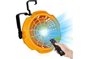 Hipoke Cordless Portable Fan,3 Speed 3 Timer Control Camping Fan with LED Light Compatible with Dewalt 18V Li-ion Battery,Personal Desktop Fan for Camping,Picnic(No Battery)