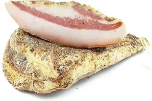 ilgustonline Guanciale al Pepe Stagionato 1 kg - Sottovuoto - Prodotto 100% Artigianale ideale per Carbonara e Amatriciana