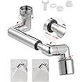 Hibbent 1440 Degree Faucet Extender Swivel Faucet for Bathroom Sink Tap,Big Angle Twist Kitchen Tap Dual Function 2-Water Flow and Rotation Aerator for Kitchen Sink(Chrome)
