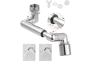 Hibbent Wasserhahn Aufsatz,1440 Grad Drehbarer Multifunktionaler Verlängerungshahn,Wassersparender Siebstrahlregler, geeignet für Küche/Bad, zwei unterschiedliche Wasserdruchflüsse-chrom