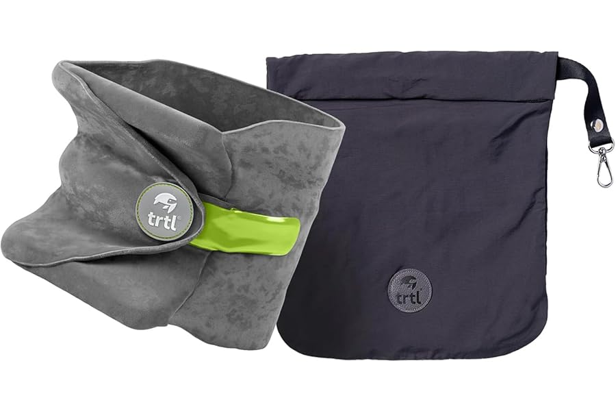trtl Travel and Airplane Pillow - Real Sleeping Experience on Long Flights - Neck and Shoulder Support - Super-Soft, Lightweight, Easy-to-Carry, and Machine-Washable Flight Pillow - Grey