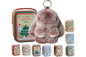 gudong Cute Bunny Lulu Keychain With Tin, Charm Bunny Keychain Fluffy With Box for Girl,Kids,Backpack,Purse,Handbags