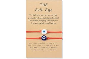 YELUWA 2 pezzi di braccialetti per malocchio fatti a mano gioielli di buona fortuna per migliori amici, coppia, famiglia, regolabili, braccialetti di relazione, regali di San Valentino, corda rossa / nera