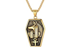 Suplight Acero Inoxidable Collar Ojo de Horus/Cruz Ankh/Díos Anubis de Hombres y Mujeres, Joyería de Angitua Egipcia de Protección, Regalo de Buena Suerte