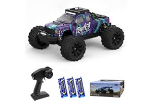 Teeggi Zdalnie sterowany samochód 1:14, maksymalna prędkość 100 km/h, bezszczotkowy silnik 3S RC, wysoka prędkość, Offroad Drift, 4WD Off Road Race Buggy dla dorosłych, 3 baterie (fioletowy)