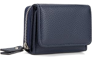CHAOFANXI Porte Monnaie Femme, Portefeuille pour Femme, Porte Monnaie Court de Cuir avec, Porte Carte Femme en Trifold Grande Capacité et Cadeau pour Une Fille, Bleu Saphir