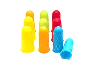 DTXLX 10STÜCKE(5Farben,3Größen) Silikon-Fingerhülsen, rutschfeste Verbrühungs-Fingerkappe,Heißklebepistolen-Fingerschutz zum Nähen,Wachsen,Gärtnern,Kleben
