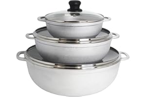 Imusa Caldero Naturel colombien Traditionnel Couvercle en Verre 1.4/3.4/6.6 Quart Silver