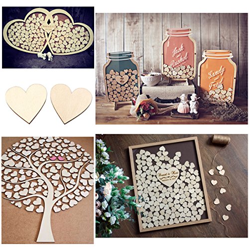 VORCOOL 100 Stück 40mm Herz Holz Scheiben Scheiben Für DIY Handwerk Verzierungen Naturholzscheiben - 6