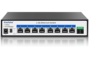 Goalake Multi-Gigabit Desktop-Switch, 8 Anschlüsse, 2,5 G, Nicht verwaltet, 8 Base-T Ports 2,5 G, 1 SFP+ 10 G, 802.3X Flusskontrolle, 2,5 Gbe Netzwerk-Switch, ideal für kleine Büros