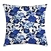 Produktbild Flower Throw Pillow Cushion Cover, Lively Watercolor Painted Simplistic Large Flowers and Leaves Vivid Spring, Decorative Square Accent Pillow Case, 18X18 Inches, White Royal Blue