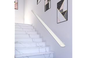 AMHRICHO Wooden Handrails for Stairs, Wooden Banister with Brackets, Non-Slip Indoor Stair Railings, Handrails Stairs for Corridor Villa Building Loft (C, 360CM)