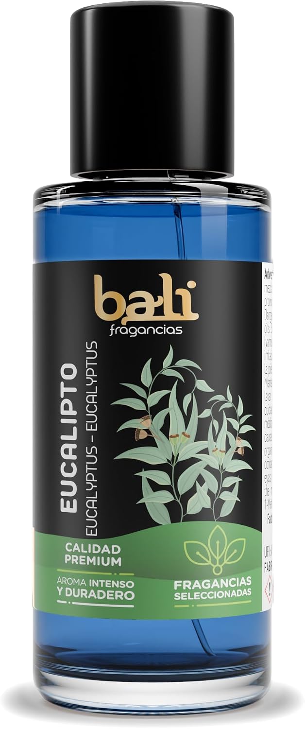 Bali fragancias Esencia al Aceite de Eucalipto para Humidificador. Ambientador Fresco en Esencia para Difusor. Aceite Natural para Quemador de Aromaterapia. 50 ml