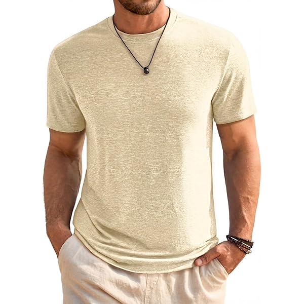 Leif Nelson Maglietta estiva da uomo con scollo rotondo, slim fit, in
