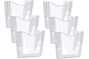 Deflecto Lot de 6 Corbeilles Murales Transparentes A4 - Porte-Documents Mural Rigide - Support Présentoir A4 Vertical & Horizontal - Organiseur de Bureau Gain de Place avec Kit de Fixation