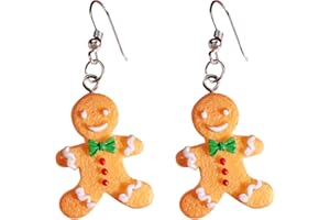 Bohue Christmas Gingerbread Man Earrings Xmas Dangle Earrings Christmas Fun Decoration Gingerbread Man Dangle Earrings for Women
