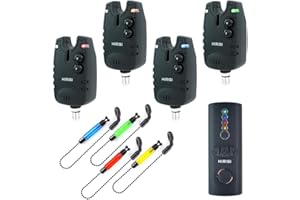 Hirisi Tackle Alarmes pour pêche à la carpe avec récepteur et balançoires dans un étui de protection