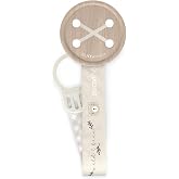 SUAVINEX Fabric Pacifier Holder for Babies, Wild&amp;Free, Beige | Double-sided design, baby pacifier chain, clip with clip, comp