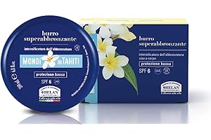 Helan, Monoi de Tahiti - Crema Abbronzante Corpo e Viso con Protezione Solare 6 Bassa, Burro Acceleratore e Attivatore Abbronzatura Protegge la Pelle, Unguento Super Abbronzante Intensificatore 200 ml