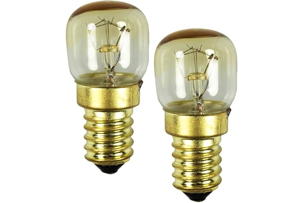 com-four® 2x lampe de four jusqu'à 300 ° C, ampoule de cuisinière blanc chaud 15W, E14, 230V (02 pièces - 15W couleur or)