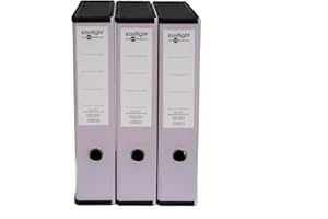 NOTI Box File Laminated Foolscap, Lockspring, Ring Pull & Catch, 75mm Spine, Assorted Box of 3, Pastel Purple