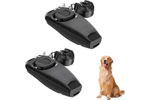 Galenecx 2 Stück Hundepfeife, 2 in 1 Hundeklicker und Pfeife, Hundepfeife Rückruf, Hochfrequenz Pfeifen mit Lanyard, für Hundetraining Hundeerziehung Auch für Katzen Pferde(Schwarz)
