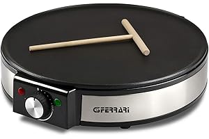 G3 Ferrari G10098 Profi- Crepe Crepiera Elettrica 1200W, Piastra da 30 cm in Inox, Rivestimento Antiaderente, Temperatura Regolabile, Spatola e Paletta in Legno Incluse