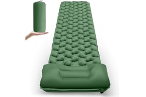 SUNDOM Materassino Campeggio, Materassino Gonfiabile Campeggio per Esterni Ultraleggero con Cuscino, Materassino Trekking Impermeabile per Dormire in Campeggio, Escursionismo, Viaggio, Zaino in Spalla