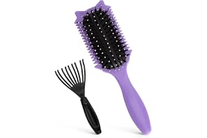 TLDBATICE Lockenbürste Bounce Curl Brush med borstrengöring, Curly Hair Brush med vildsvinsborst & nylonstift för definierade lockar Anti Frizz Volym, Lockborste för Detangler Borste